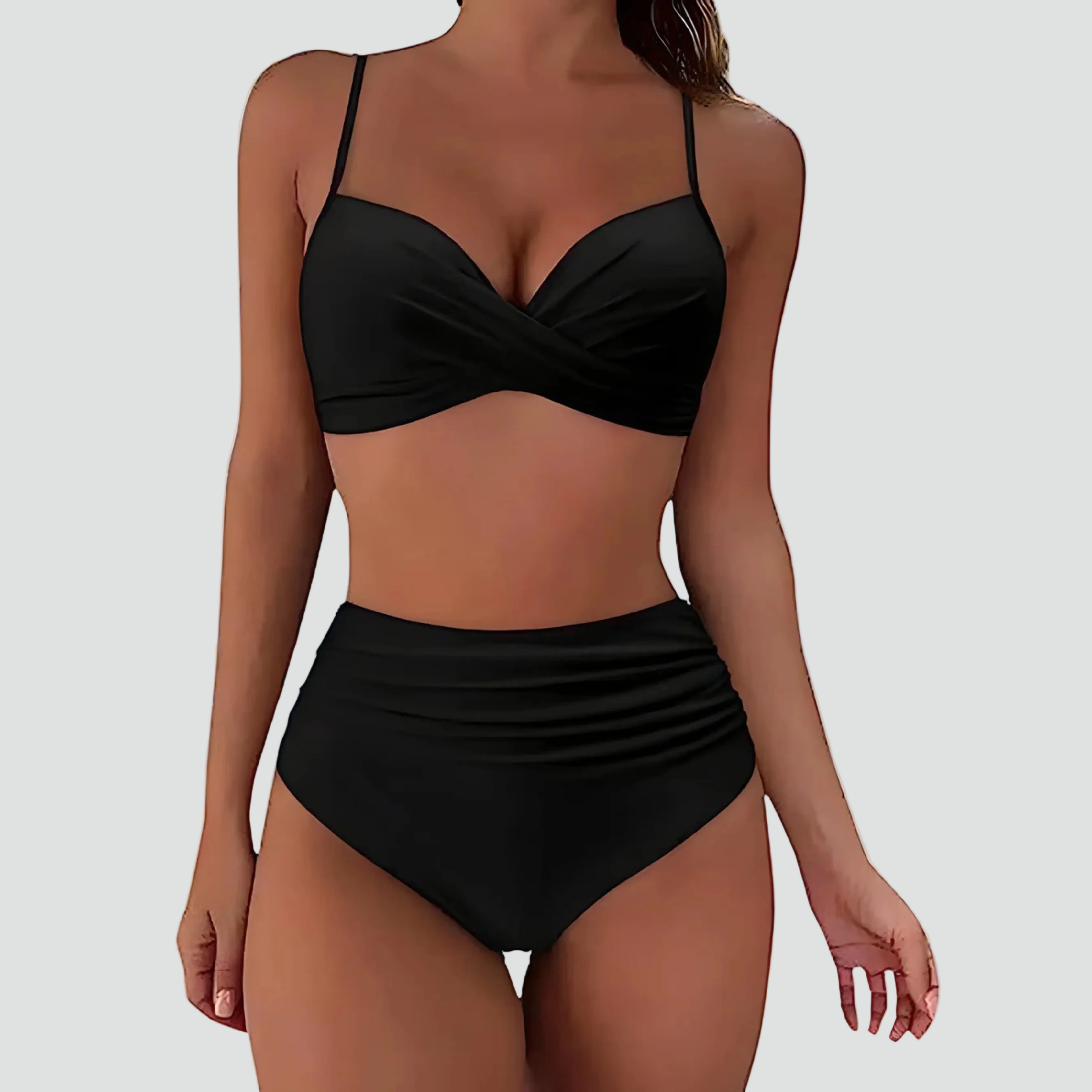 Bikini z wysokim stanem i efektem push up retro | Stylowy model na plażę