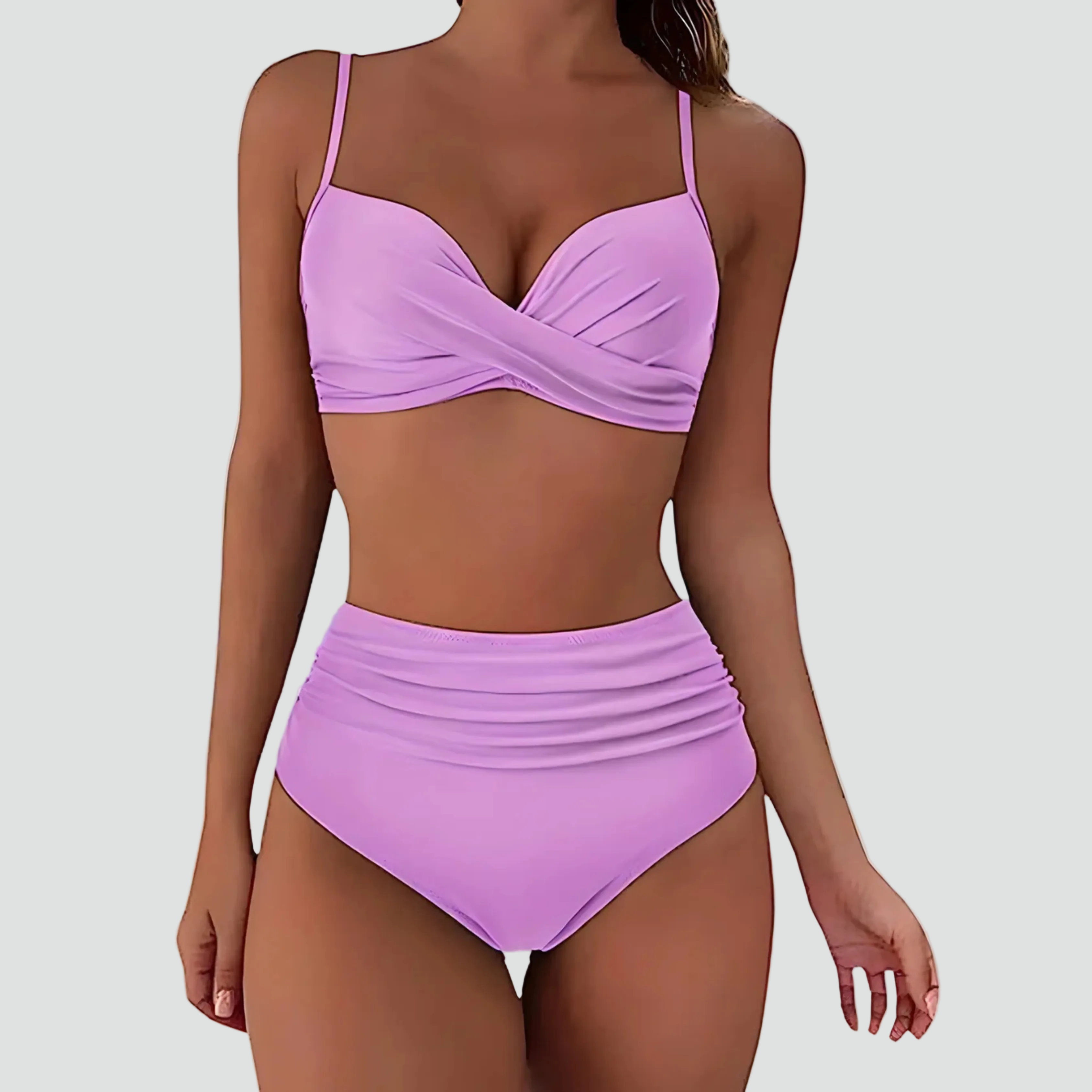 Bikini z wysokim stanem i efektem push up retro | Stylowy model na plażę