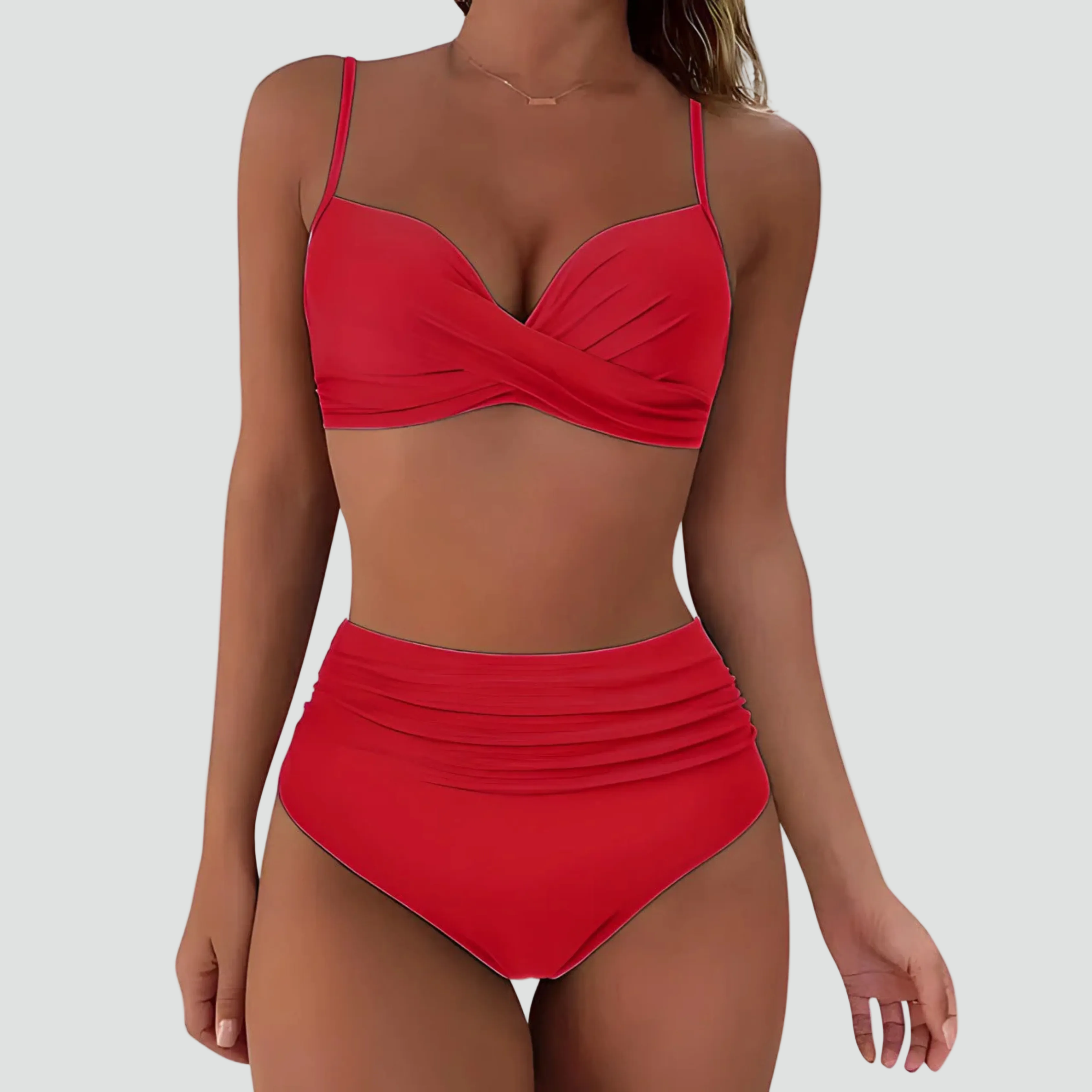 Bikini z wysokim stanem i efektem push up retro | Stylowy model na plażę