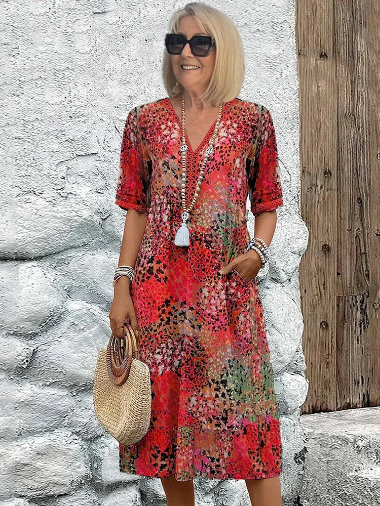 Kobieca sukienka midi | Zwiewny krój na ciepłe dni