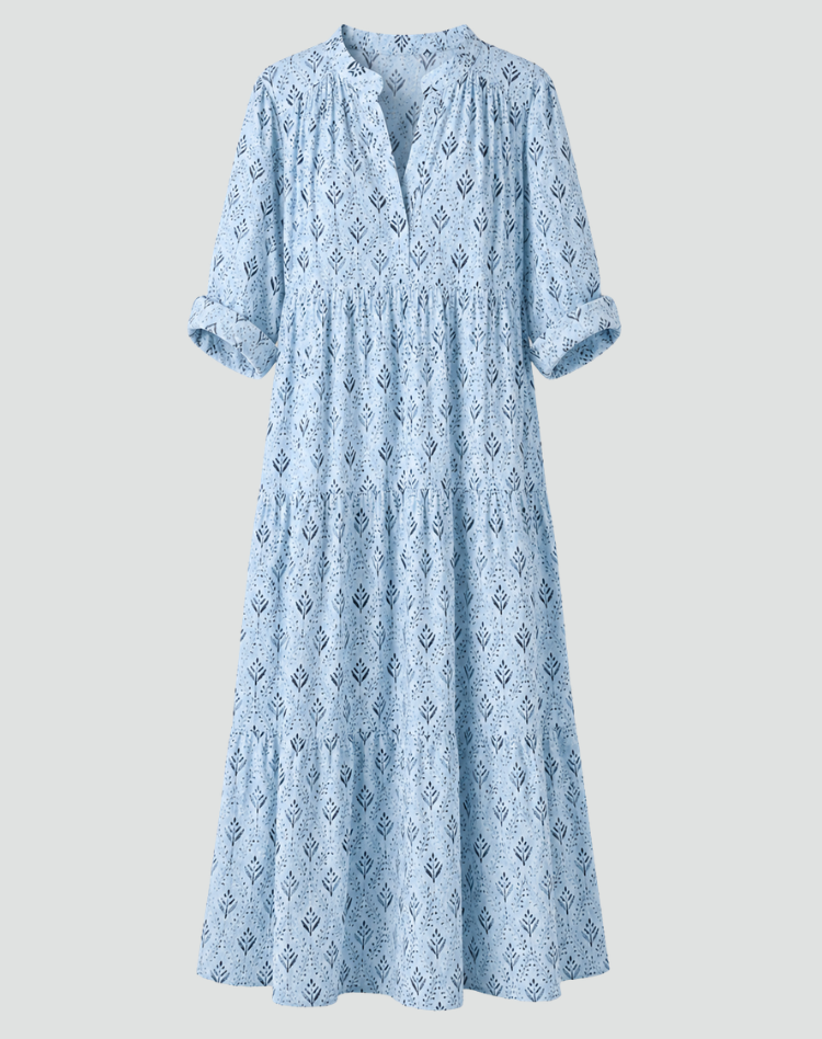 Letnia sukienka maxi w stylu vintage z nadrukiem | Elegancki model na lato