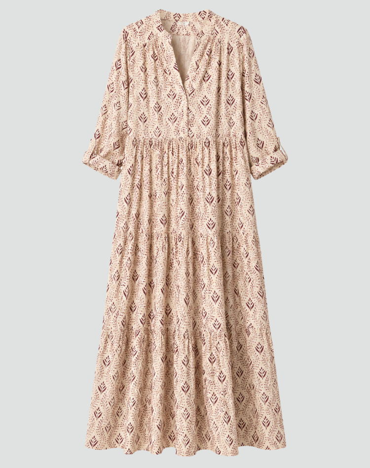 Letnia sukienka maxi w stylu vintage z nadrukiem | Elegancki model na lato