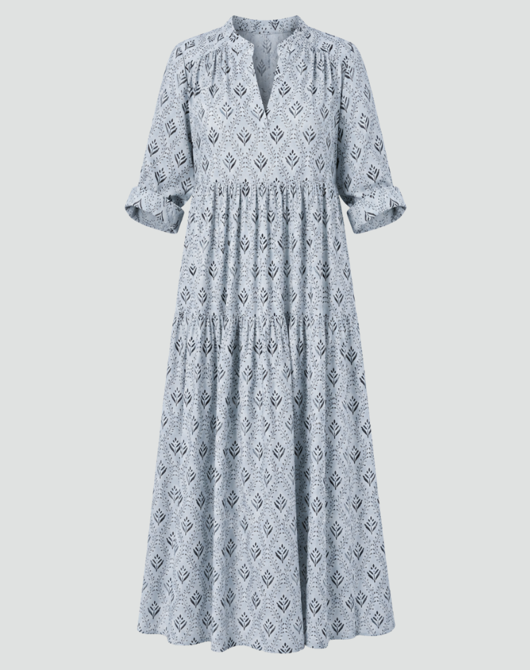 Letnia sukienka maxi w stylu vintage z nadrukiem | Elegancki model na lato