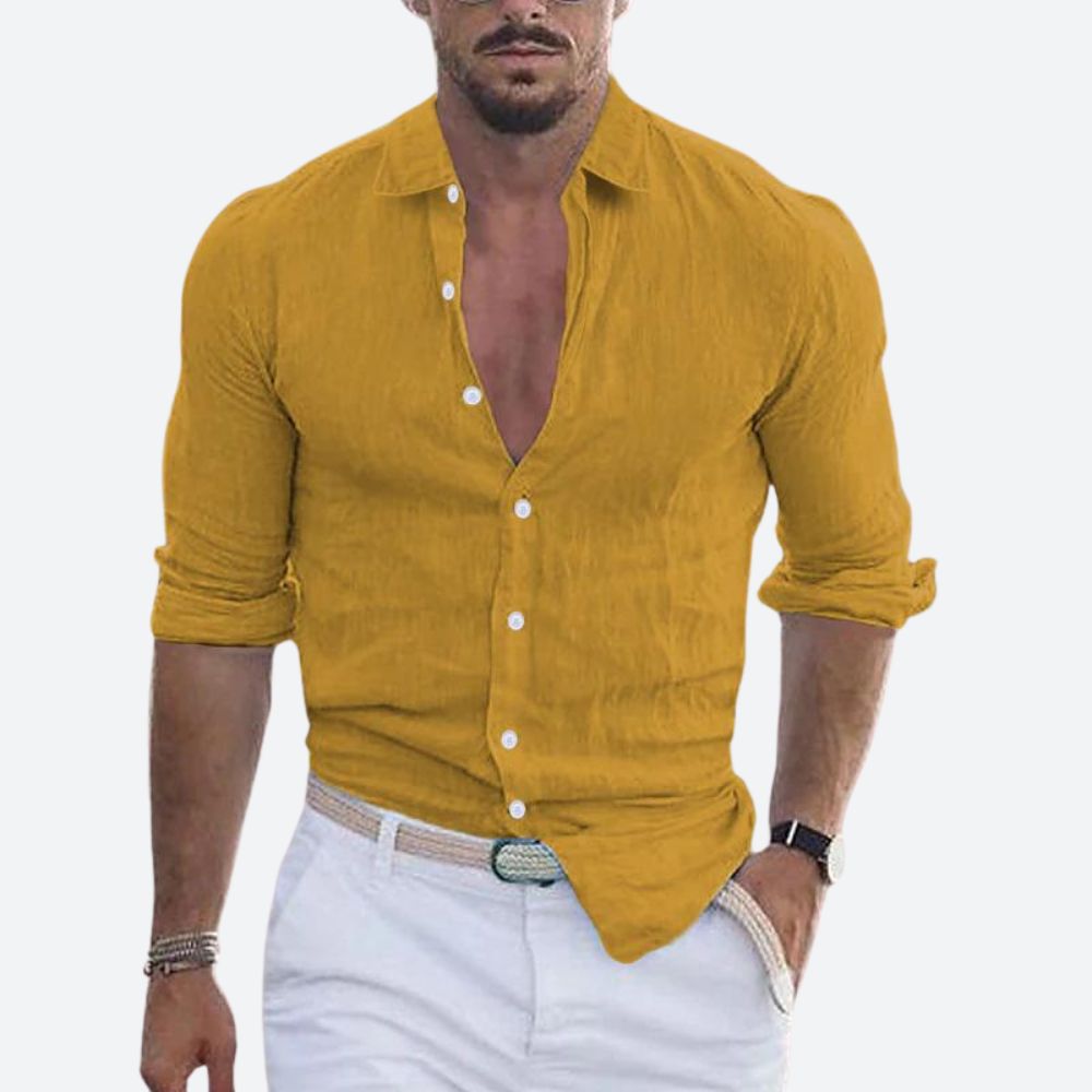 Męska Koszula z Otwartym Kołnierzem Slim Fit