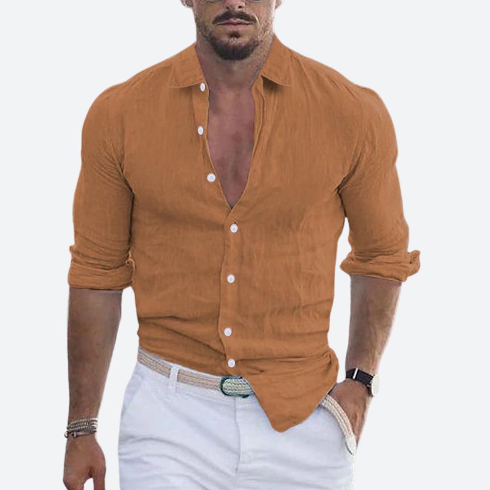 Męska Koszula z Otwartym Kołnierzem Slim Fit