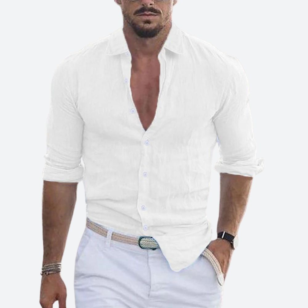 Męska Koszula z Otwartym Kołnierzem Slim Fit