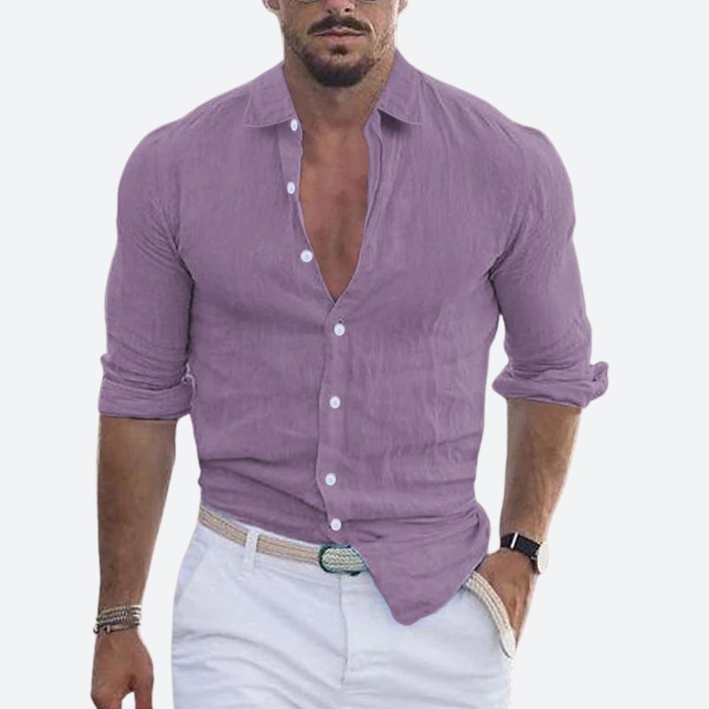 Męska Koszula z Otwartym Kołnierzem Slim Fit