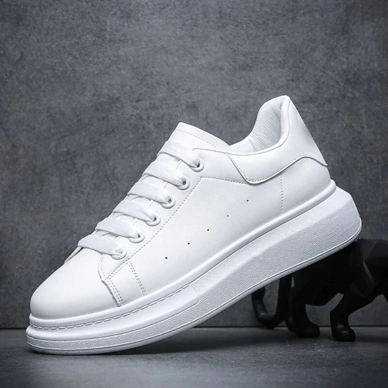 Męskie Sneakersy na Platformie z Kontrastowym Zapiętkiem