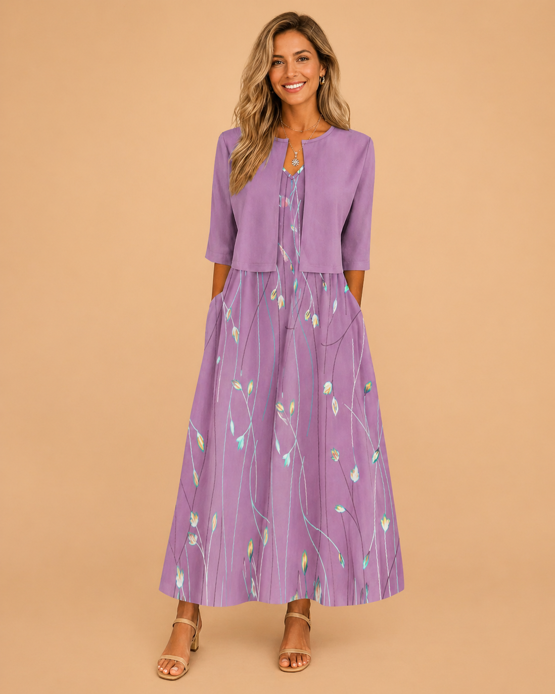 Sukienka damska midi w kwiaty - elegancka sukienka na wesele i letnie wyjścia | Zwiewny letni fason