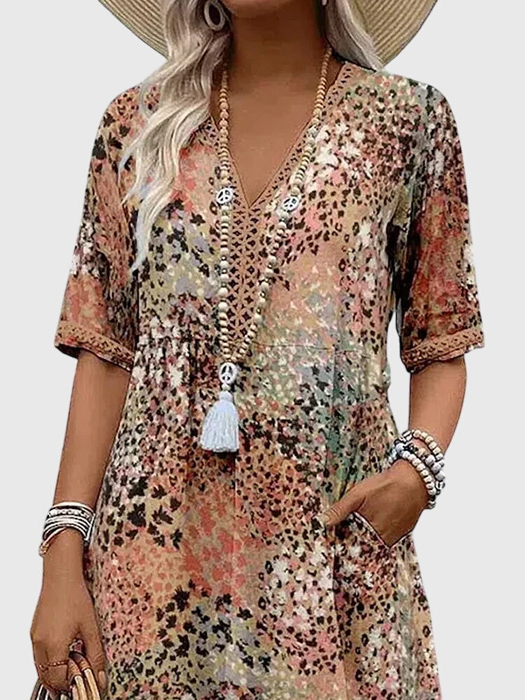 Sukienka damska midi w kwiaty - elegancka sukienka na wesele i letnie dni | Stylowy model na ciepłe dni