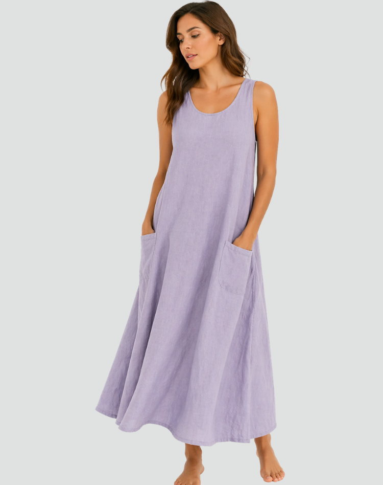 Sukienka maxi damska luźna z praktycznymi kieszeniami | Elegancki model na lato