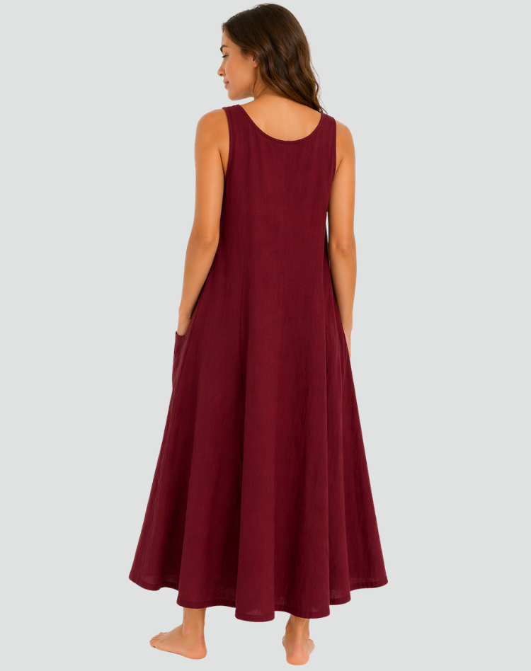 Sukienka maxi damska luźna z praktycznymi kieszeniami | Elegancki model na lato