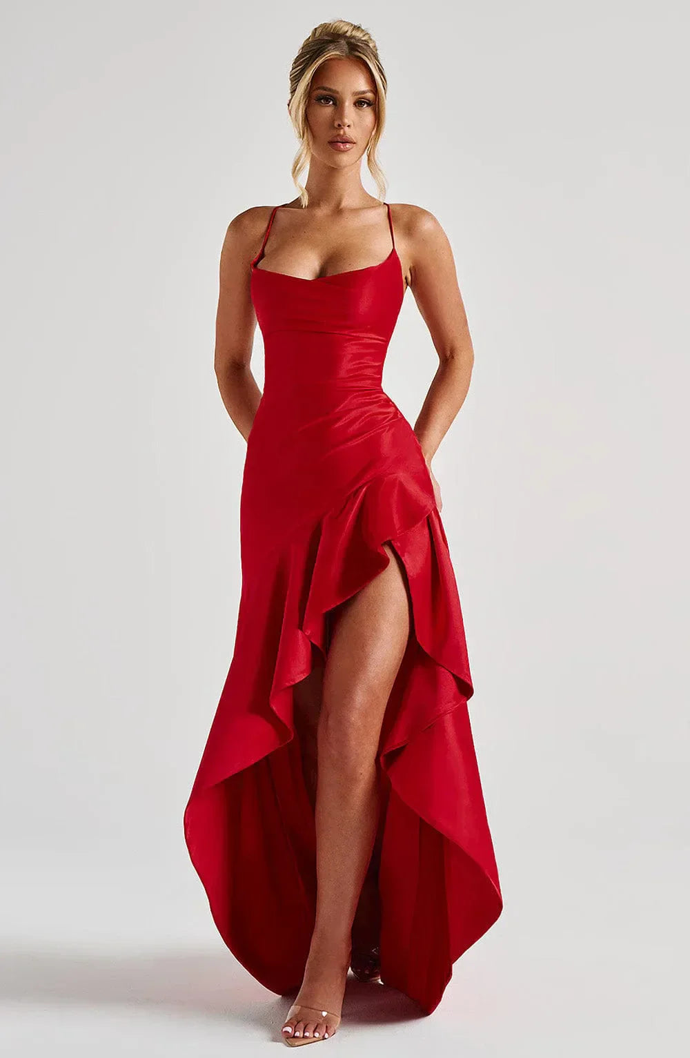 Sukienka maxi damska z rozcięciem | Elegancka długa sukienka