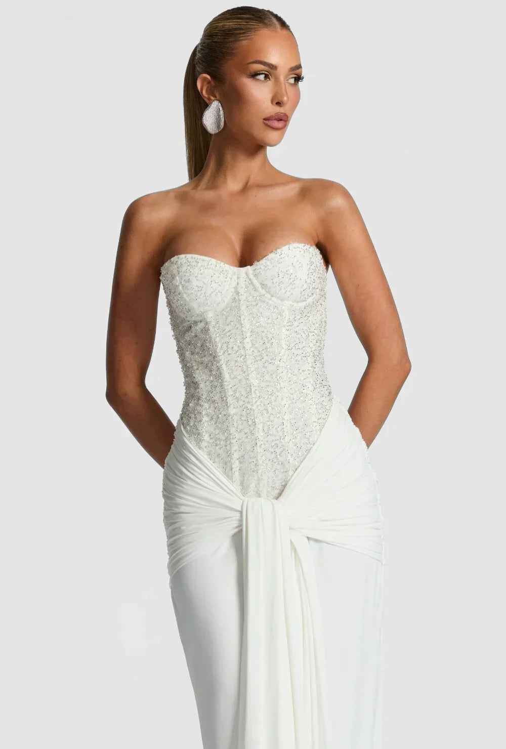 Sukienka maxi bez ramiączek | Elegancki wieczorowy fason