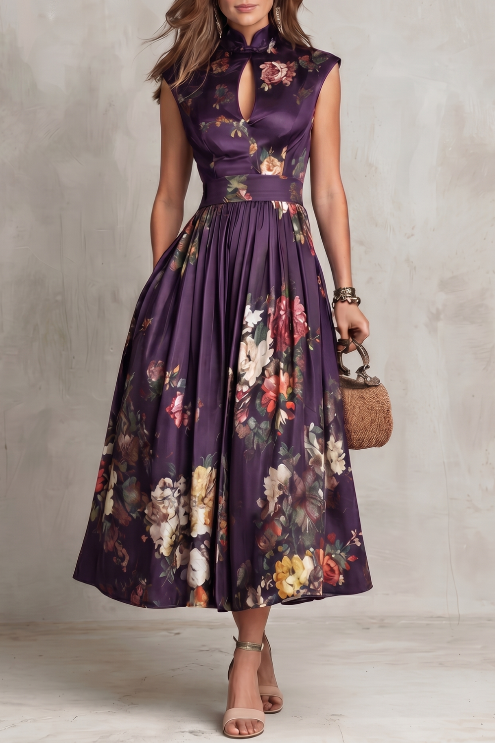 Letnia sukienka midi w kwiaty | Nowoczesny elegancki model