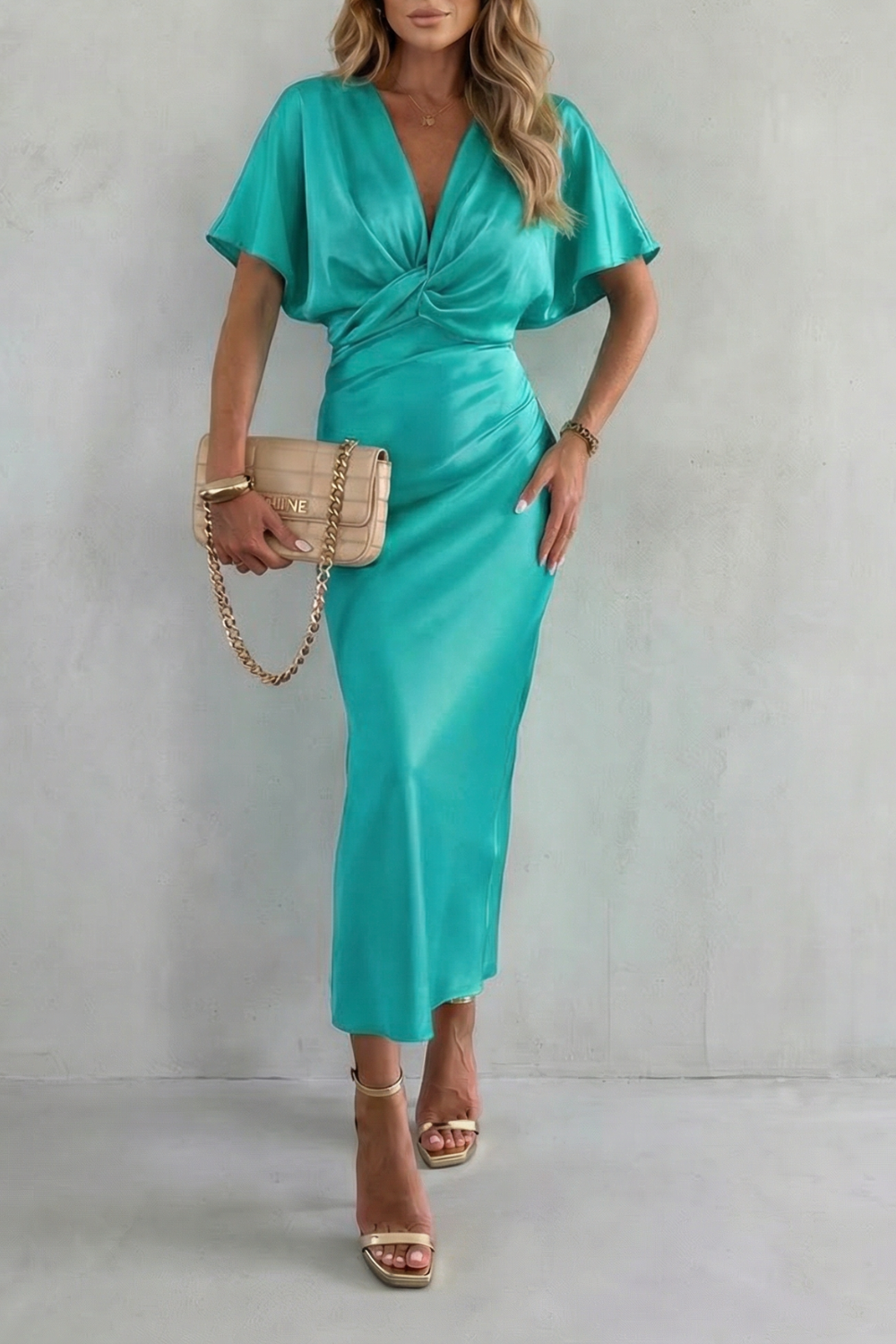 Letnia sukienka midi damska | Nowoczesny elegancki model – na letnie okazje