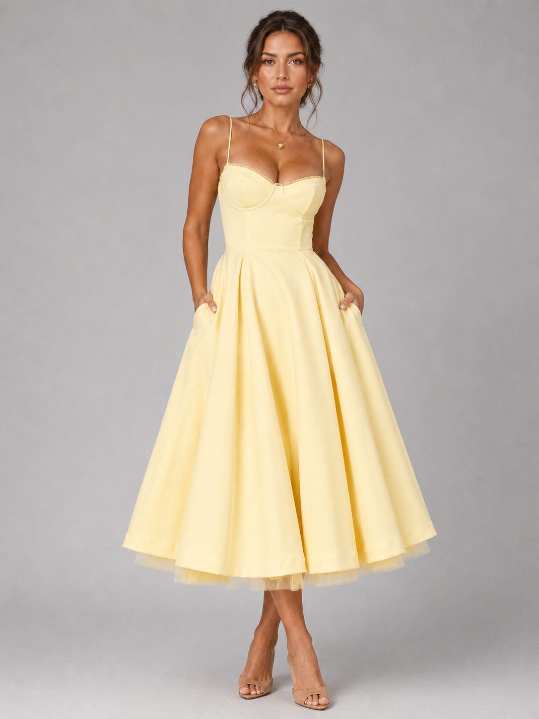 Zwiewna sukienka midi na lato | Nowoczesny elegancki model – kobieca stylizacja
