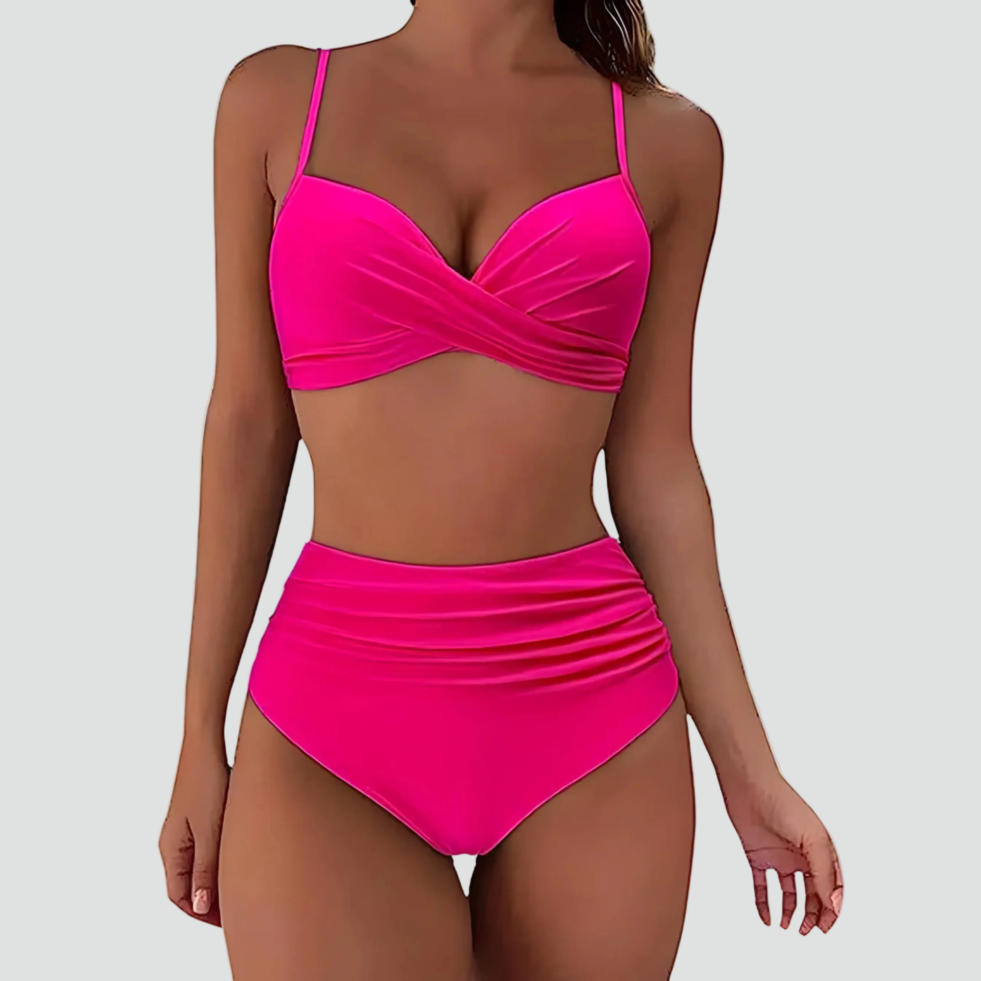 Bikini z wysokim stanem i efektem push up retro | Stylowy model na plażę