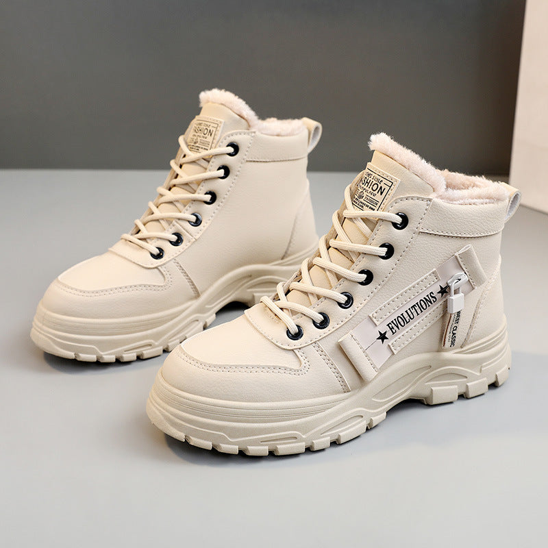 Damskie buty zimowe o wysokiej cholewce z obszyciem