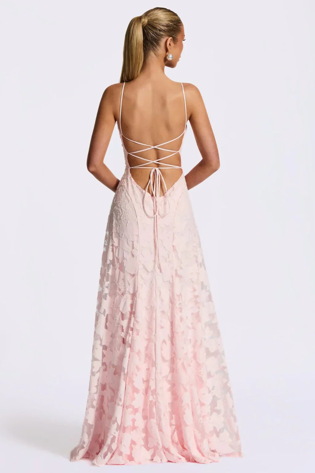 Damska Sukienka Maxi z Kwiatowym Haftem Ażurowym