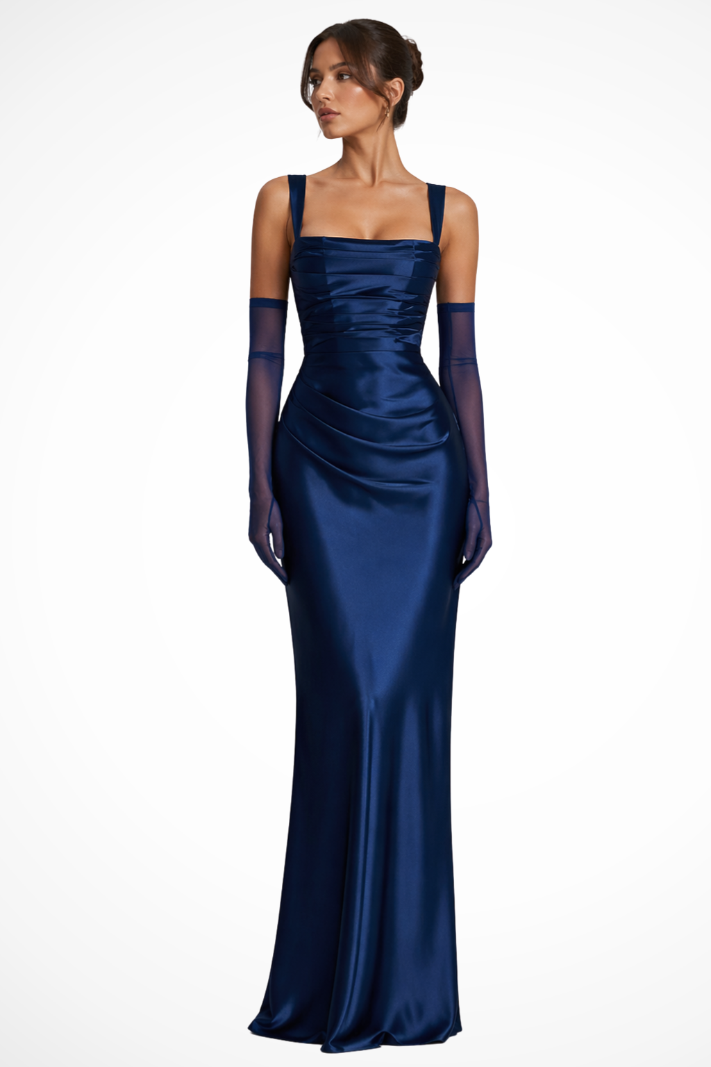 Elegancka sukienka maxi na wesele z kwadratowym dekoltem - letnia sukienka wieczorowa damska | Elegancki model na lato