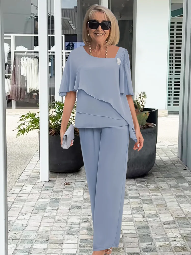 Komplet damski elegancki bluzka spodnie | Elegancki letni zestaw