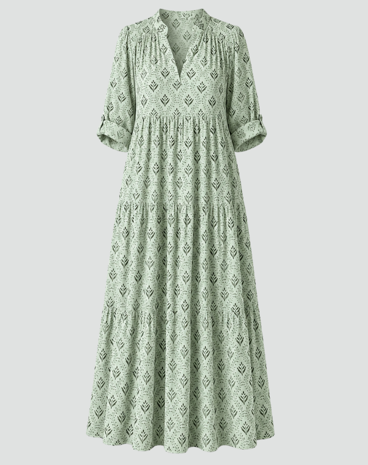 Letnia sukienka maxi w stylu vintage z nadrukiem | Elegancki model na lato