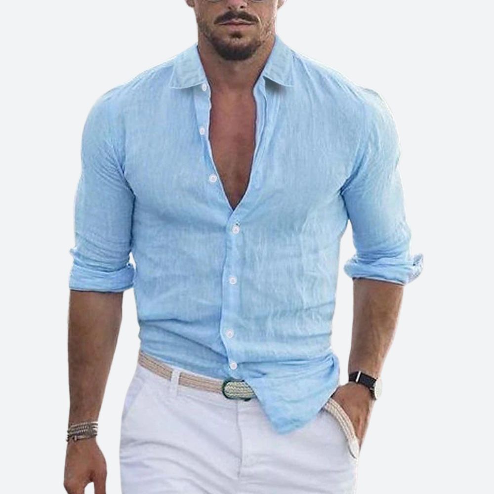 Męska Koszula z Otwartym Kołnierzem Slim Fit