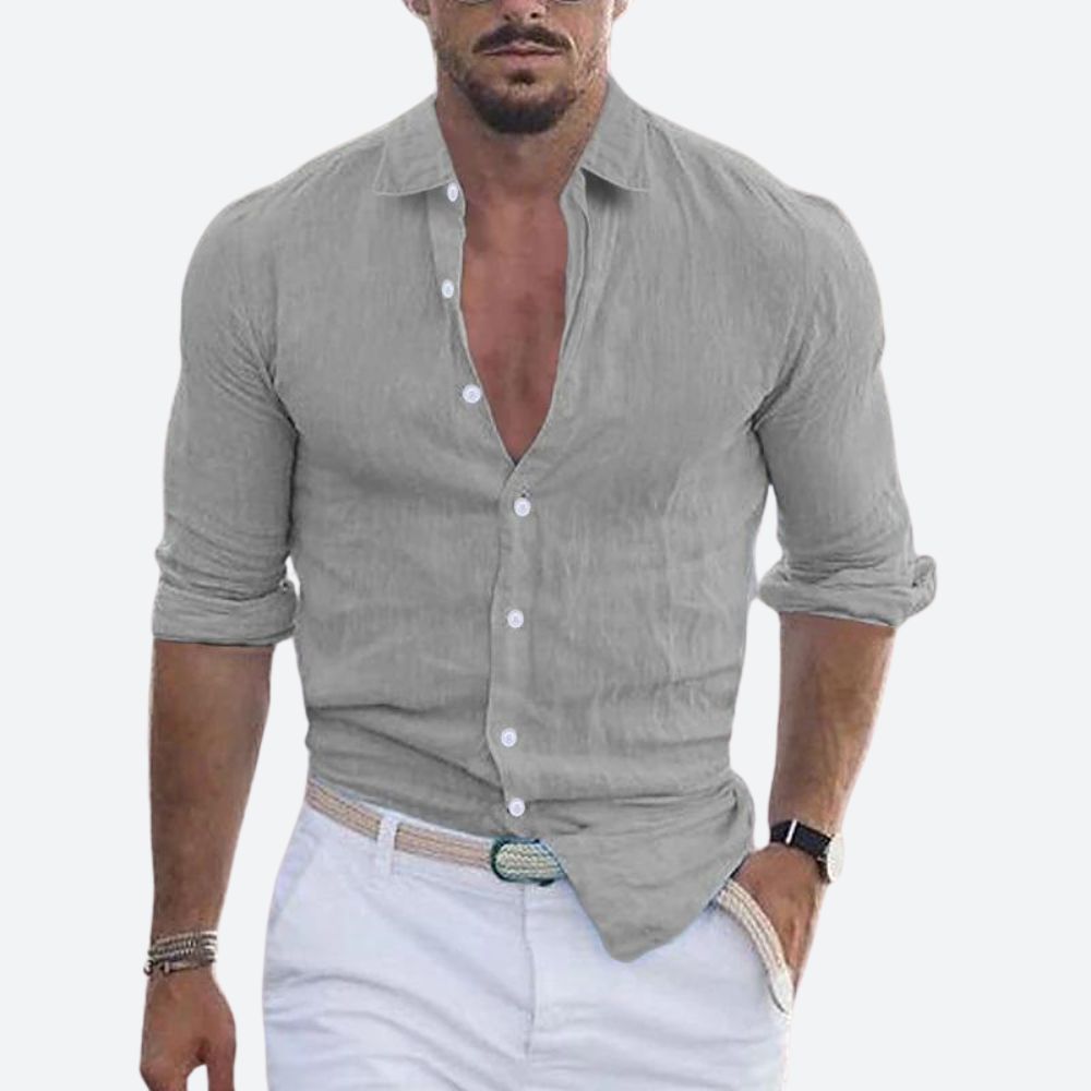 Męska Koszula z Otwartym Kołnierzem Slim Fit