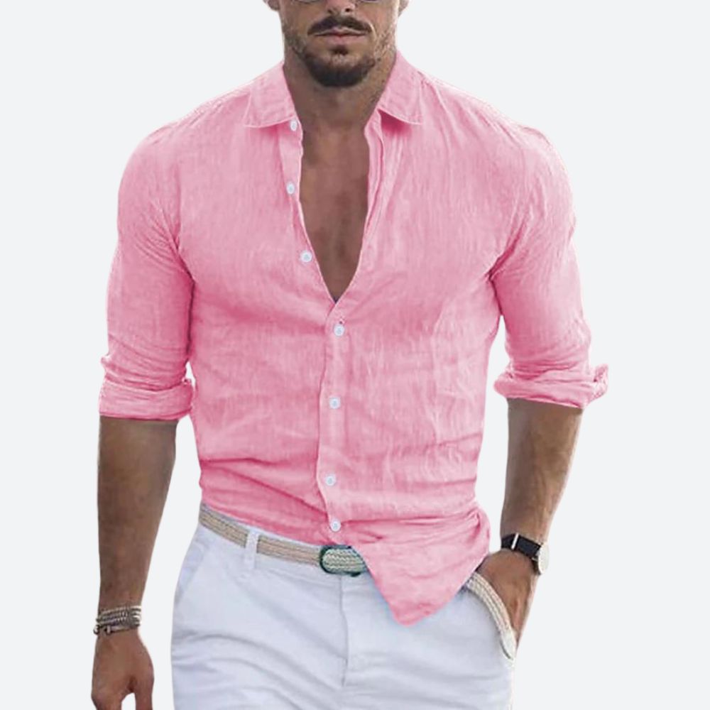 Męska Koszula z Otwartym Kołnierzem Slim Fit