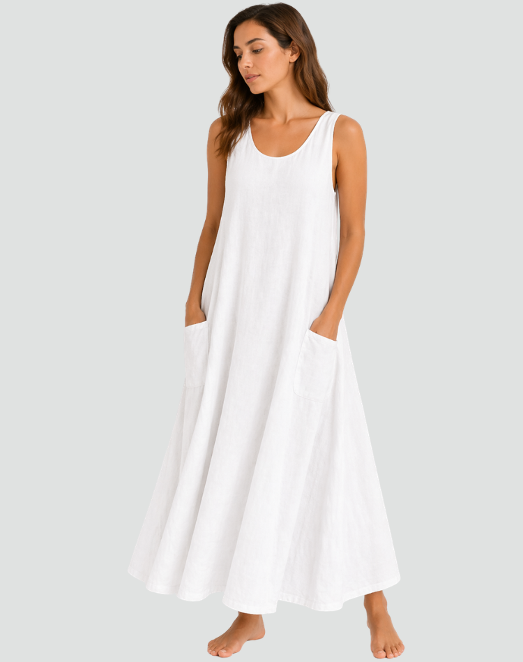 Sukienka maxi damska luźna z praktycznymi kieszeniami | Elegancki model na lato