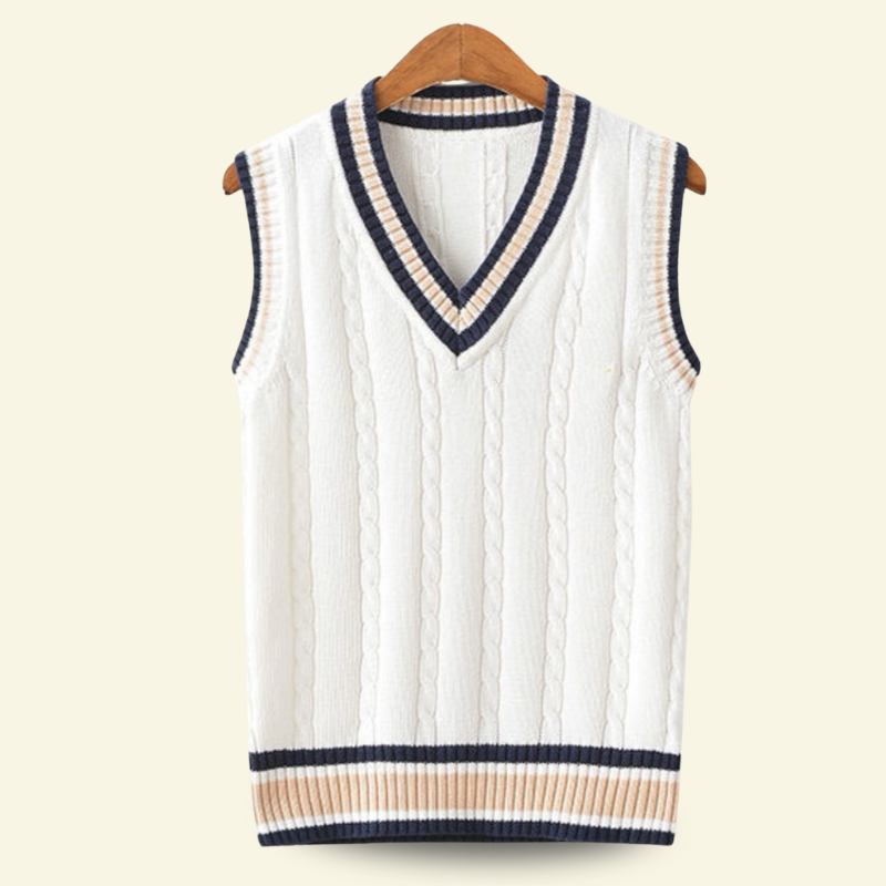 Sweter bez rękawów w splocie warkoczowym w stylu college