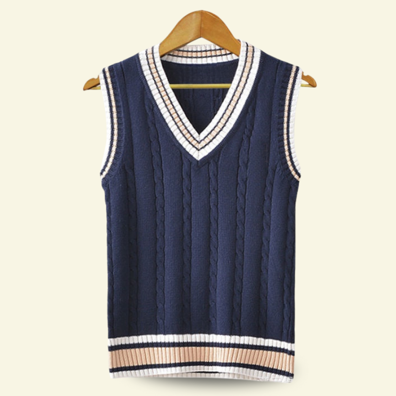 Sweter bez rękawów w splocie warkoczowym w stylu college