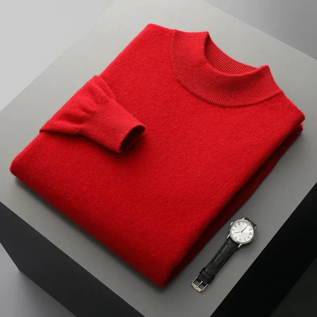 Sweter damski z półgolfem w gładkim splocie