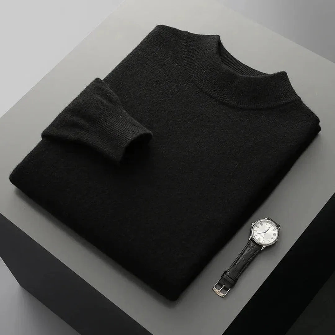 Sweter damski z półgolfem w gładkim splocie