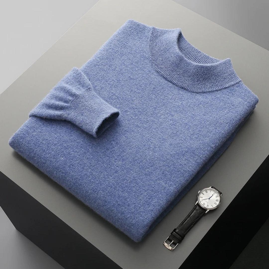 Sweter damski z półgolfem w gładkim splocie