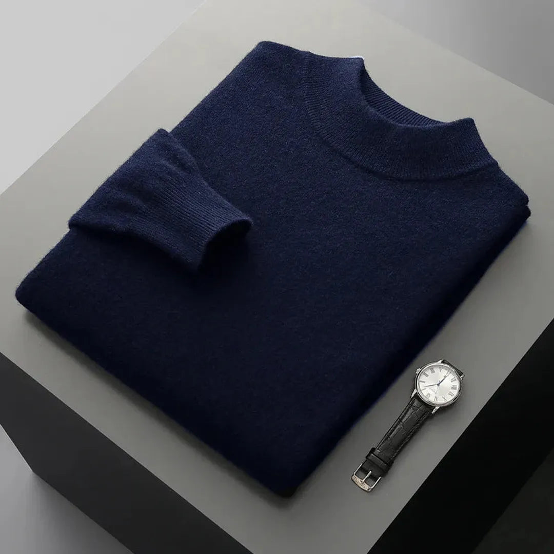 Sweter damski z półgolfem w gładkim splocie
